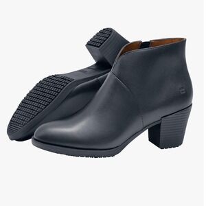 SHOES FOR CREWS | Women's Delilah Black Leather Non-Slip Ankle Boots